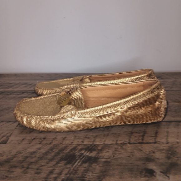 Lauren Ralph Lauren Leather Carley Gold Driving Moccasins NWOT/B - Picture 3 of 8